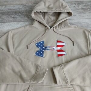 Under Armour Hoodie Mens Large American Flag Logo Pullover Sweatshirt